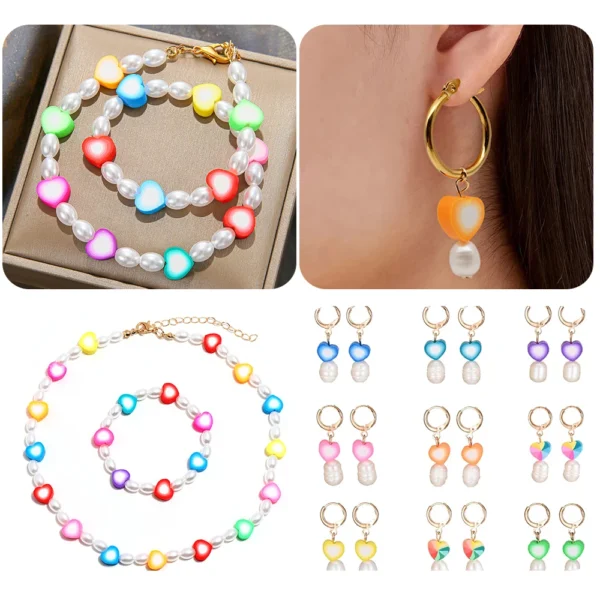 Clay Beads Kit - 100pcs Heart Spacer Beads - Image 6