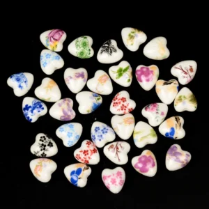Clay Beads Kit - Heart Ceramic Beads, 30pcs