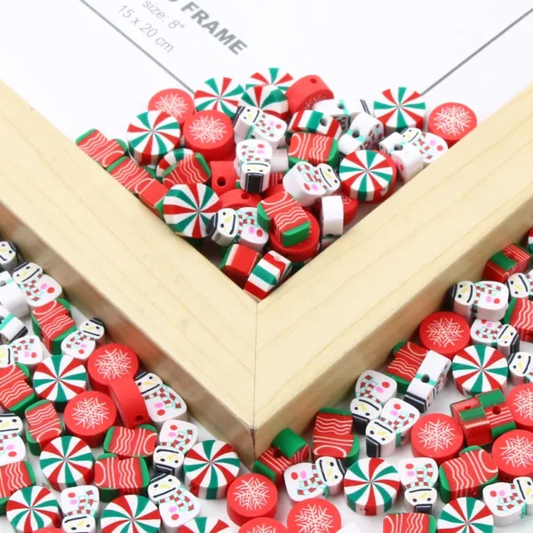 Christmas Clay Beads Kit: 20-100pcs for DIY Jewelry - Image 2