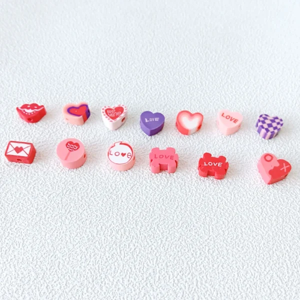 Clay Beads Kit - 100pcs Heart Spacer Beads - Image 4