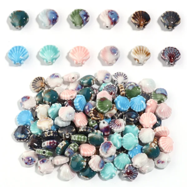 Clay Beads Kit - 5pcs Shell Ceramic Beads for Jewelry - Image 2