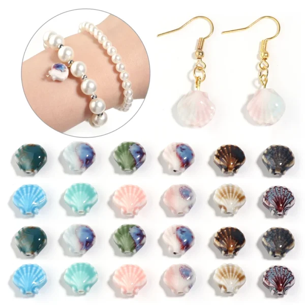 Clay Beads Kit - 5pcs Shell Ceramic Beads for Jewelry - Image 3