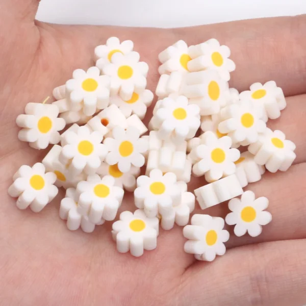 Clay Beads Kit 9mm White Daisy Spacer Beads - Image 3