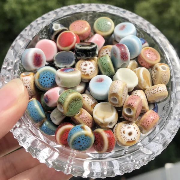 Clay Beads Kit 10Pcs Colorful Floral Ceramic Beads - Image 5