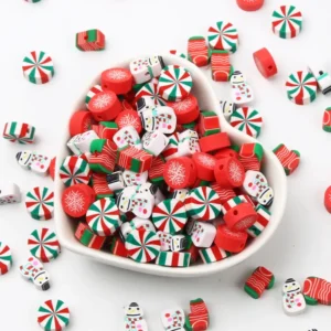 Clay Beads Kit: 20pcs Christmas Snowflake & Snowman