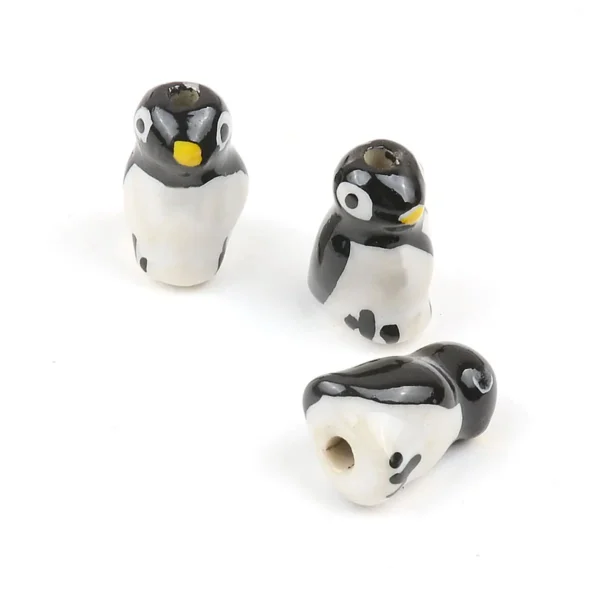 Clay Beads Kit - 5pcs Penguin Ceramic Jewelry Beads - Image 3