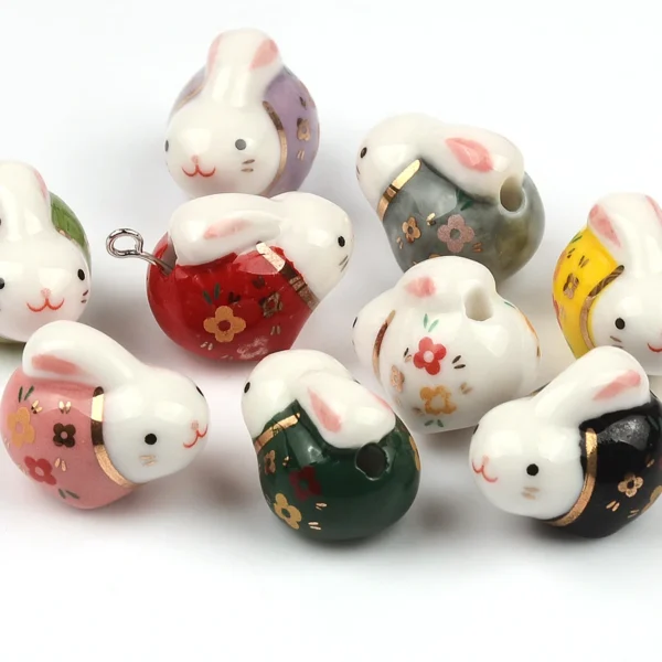 Clay Beads Kit - 5pcs Cute Rabbit Ceramic Beads - Image 5