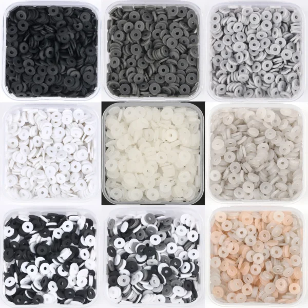 Clay Beads Kit: 500pcs 6mm Black & White Round