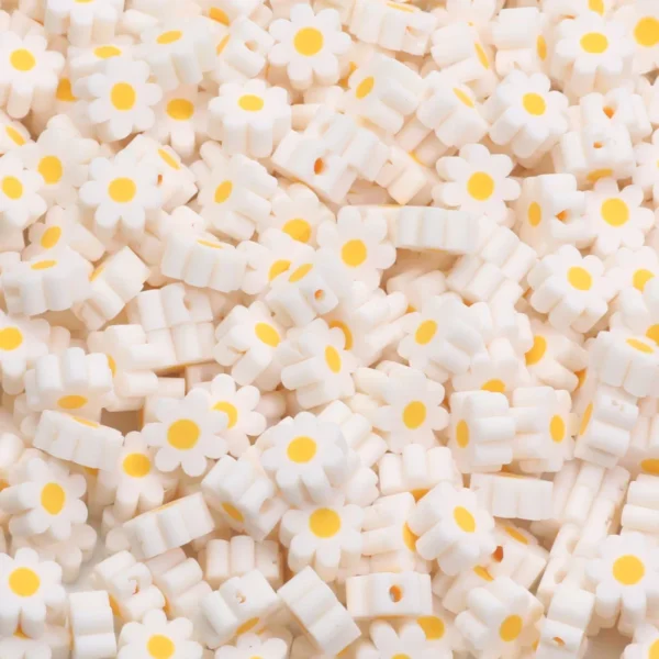 Clay Beads Kit 9mm White Daisy Spacer Beads