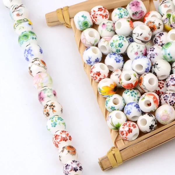Clay Beads Kit – 20pcs Ceramic Flower Beads DIY - Image 5