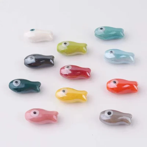 Clay Beads Kit: 10pcs Retro Fish Ceramic Beads for DIY - Image 4