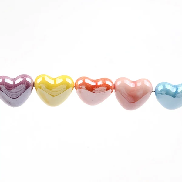 Clay Beads Kit: 10pcs Heart-Shaped Ceramic Beads - Image 3