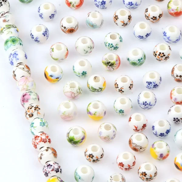 Clay Beads Kit – 20pcs Ceramic Flower Beads DIY