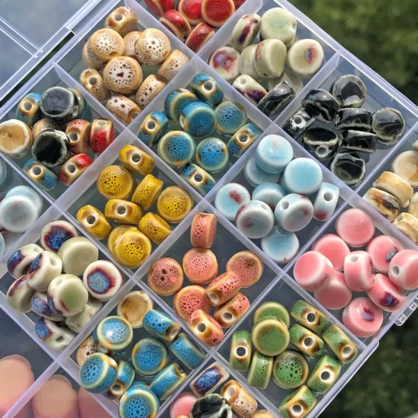 Clay Beads Kit 10Pcs Colorful Floral Ceramic Beads - Image 6