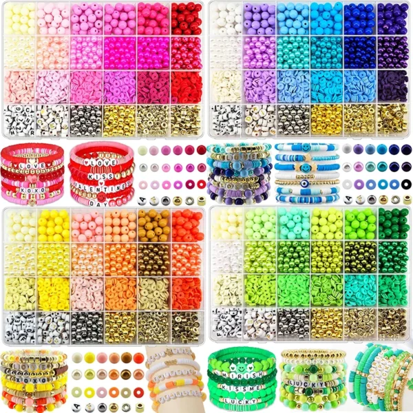 Clay Beads Kit 2220pcs, 24 Colors for DIY Bracelets
