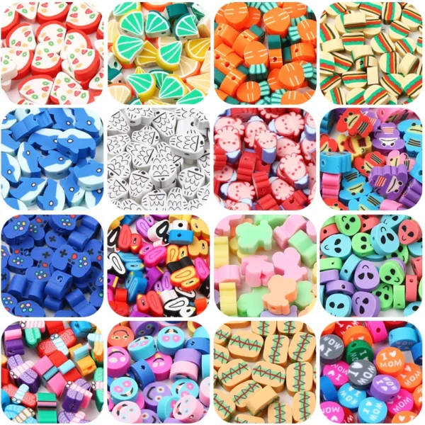 Clay Beads Kit with Fruit, Animal Spacer Beads for Jewelry