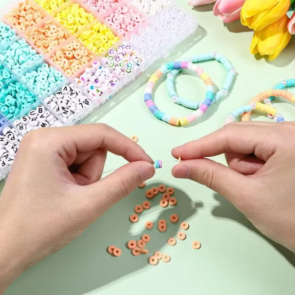 Clay Beads Kit, 3860Pcs Macarons Color Beads For DIY Jewelry - Image 4