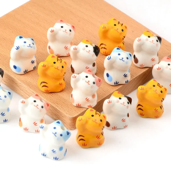 Clay Beads Kit - 4pcs Cat Ceramic Beads for Bracelets