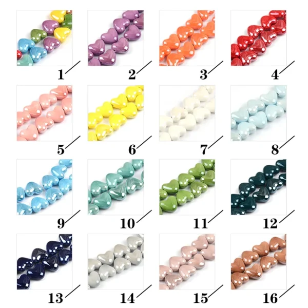 Clay Beads Kit: 10pcs Heart-Shaped Ceramic Beads - Image 2
