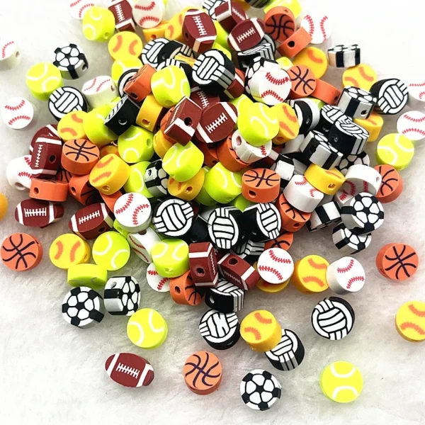 Clay Beads Kit - 30pcs Rugby Shape Beads for Jewelry