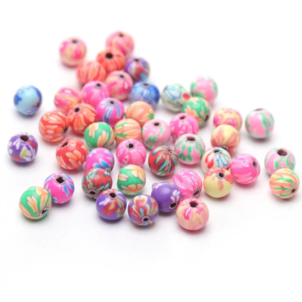 Clay Beads Kit - 50pcs Flower Pattern Spacer Beads DIY