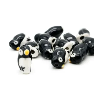 Clay Beads Kit - 5pcs Penguin Ceramic Jewelry Beads