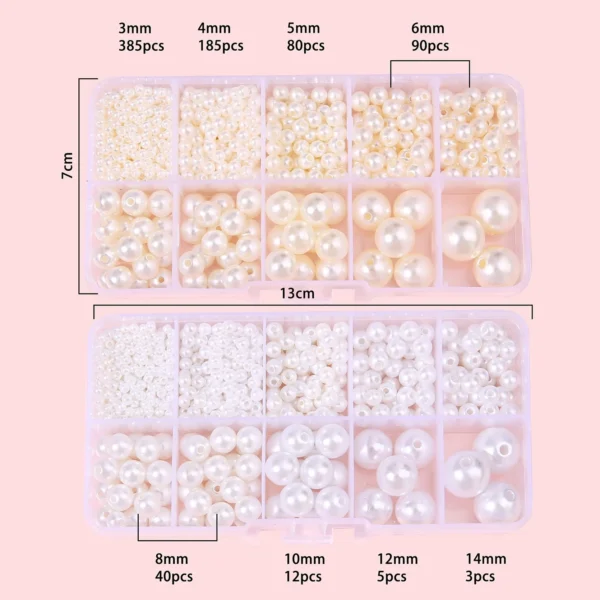 800Pcs ABS Pearl Beads Set for DIY Earrings, Bracelets, Necklaces, Decorations - Image 4