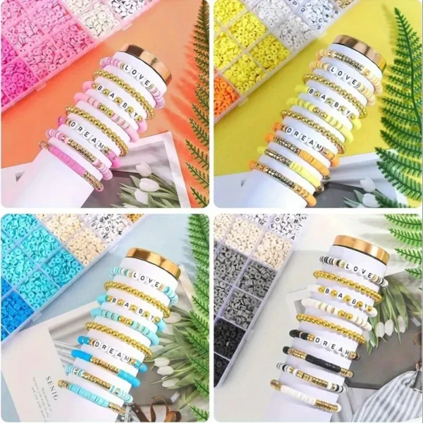 2400Pcs Clay Beads Kit - 6mm Letter Beads for Jewelry - Image 2