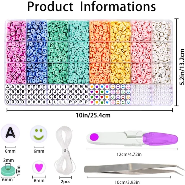 Clay Beads Kit, 3860Pcs Macarons Color Beads For DIY Jewelry - Image 2