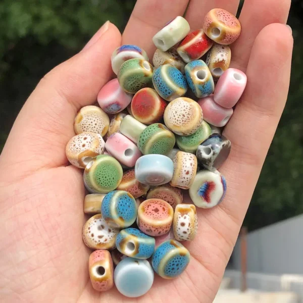 Clay Beads Kit 10Pcs Colorful Floral Ceramic Beads