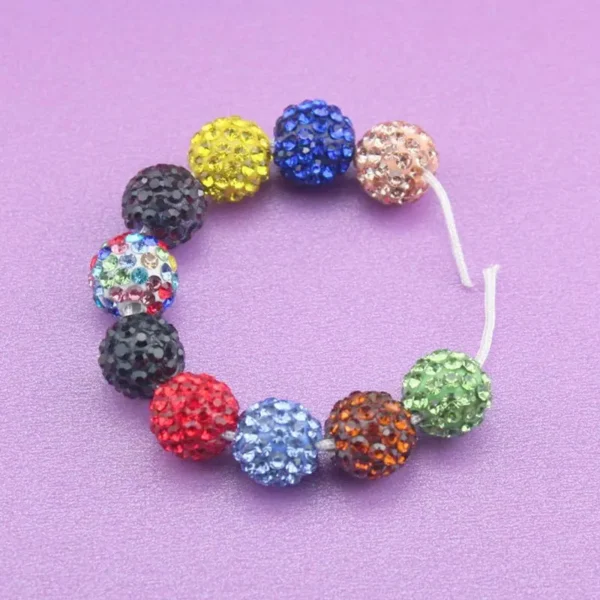Clay Beads Kit: 10Pcs Spacer Beads with Crystals for DIY - Image 2