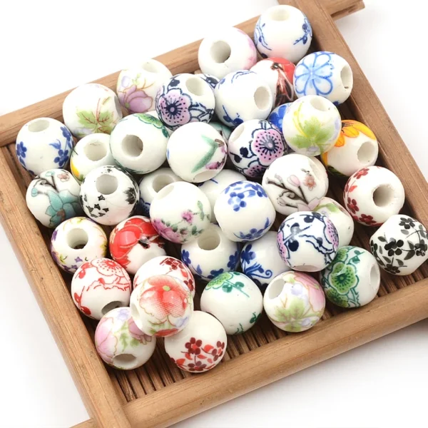 Clay Beads Kit: 20Pcs Ceramic Flower Beads for Jewelry Making - Image 3