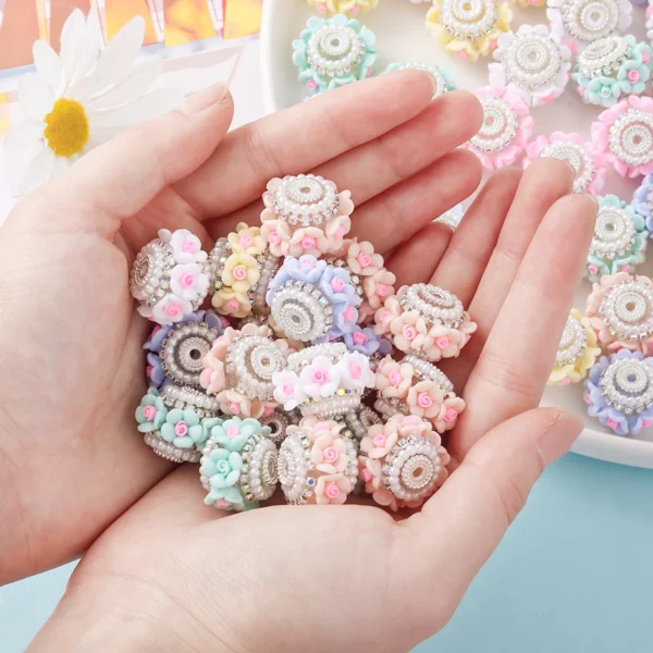 Clay Beads Kit: 10pcs Multicolor Camellia for DIY Jewelry - Image 6
