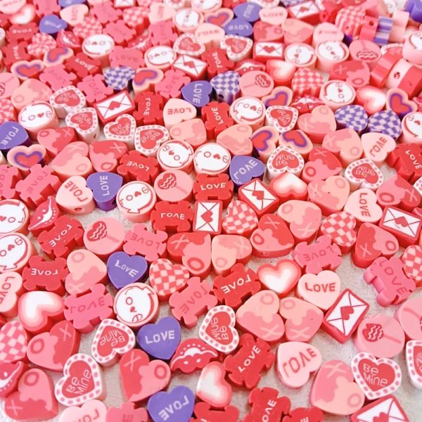 Clay Beads Kit - 100pcs Heart Spacer Beads - Image 2