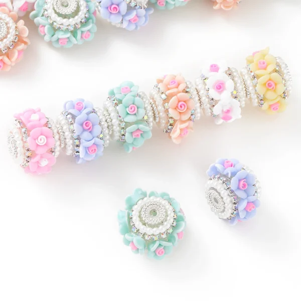 Clay Beads Kit: 10pcs Multicolor Camellia for DIY Jewelry - Image 3