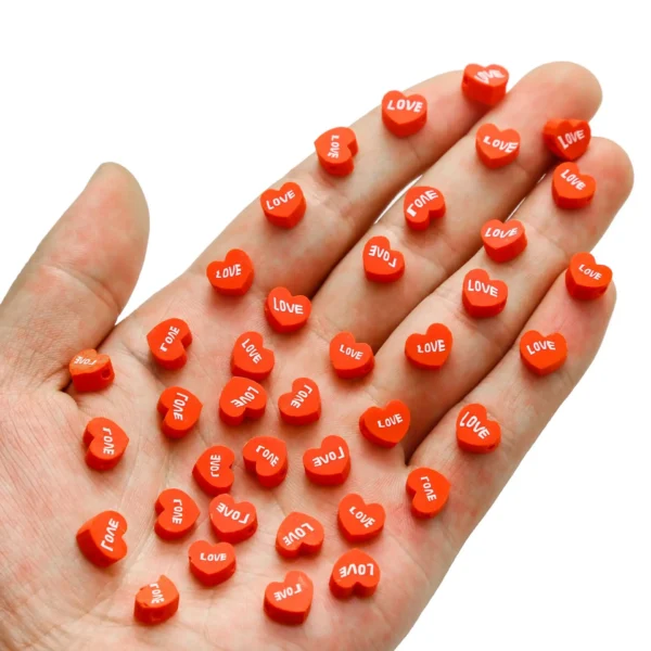 Clay Beads Kit - 100pcs Heart Spacer Beads - Image 5