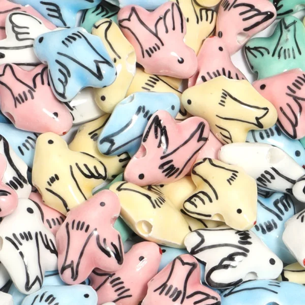 Clay Beads Kit - 5Pcs Hand Painted Pigeon Beads - Image 3