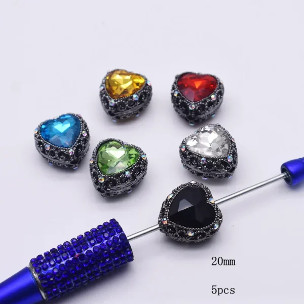 Clay Beads Kit - 5Pcs Metal Alloy Heart Beads - Image 3