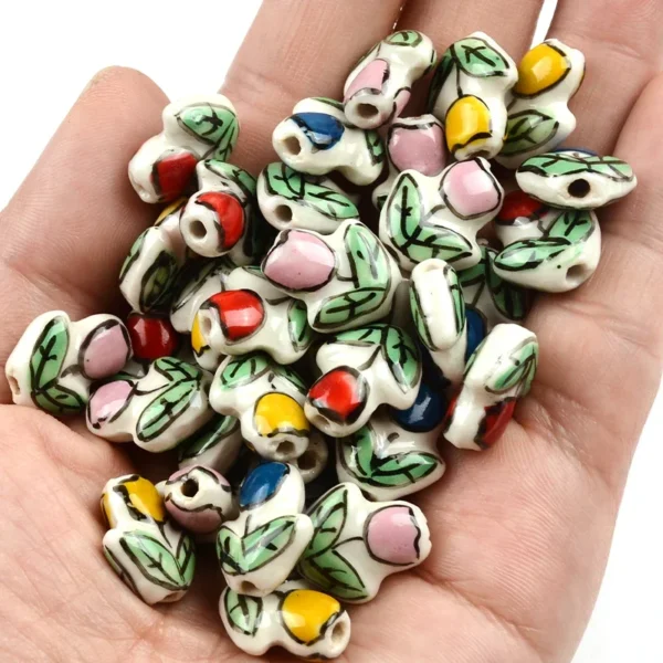 Clay Beads Kit - Hand Painted Tulip Ceramic Beads - Image 4