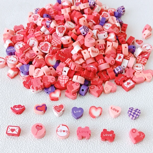 Clay Beads Kit - 100pcs Heart Spacer Beads