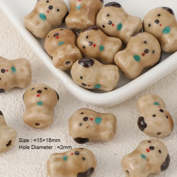 Clay Beads Kit - 5pcs Ceramic Animal Spacer Beads - Image 3